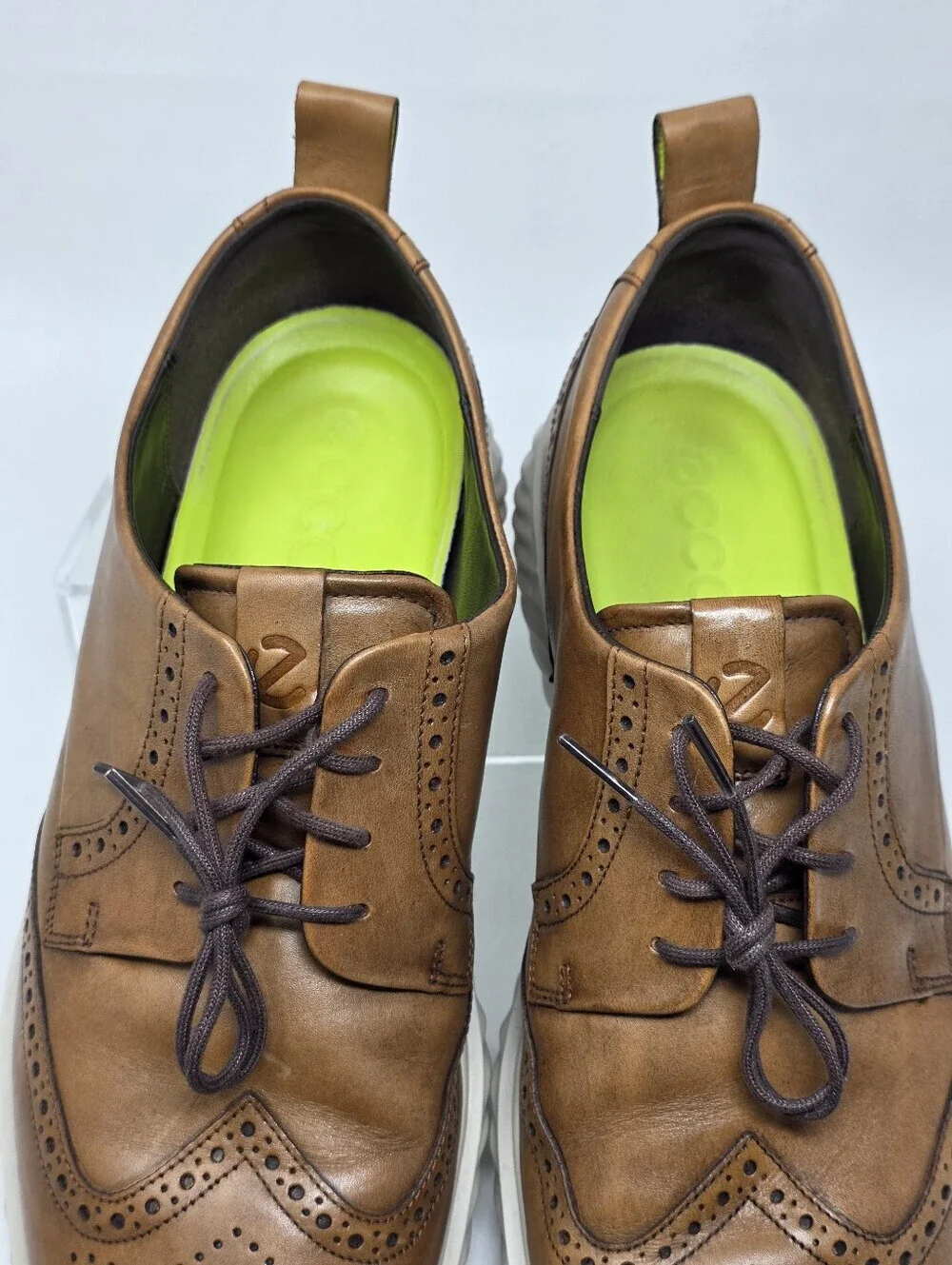 ECCO ST.1 Hybrid Lite Wingtip Light Brown Brogue Shoe Men's Size US 13 EU 47